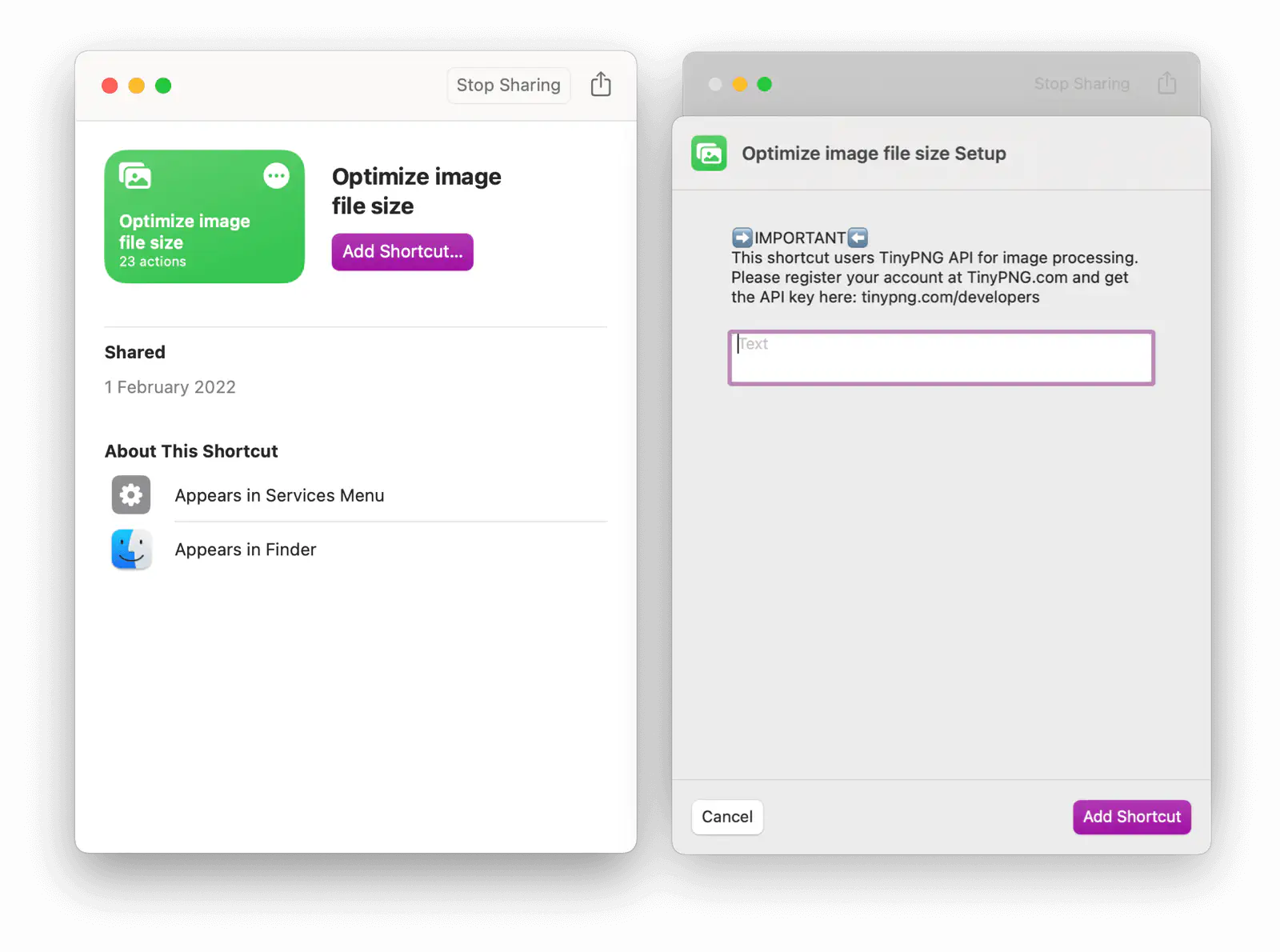 Shortcut Import Dialog