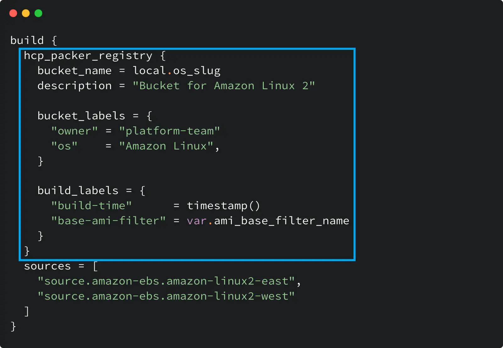 HCP Packer registry usage in a Packer template